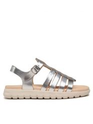 Geox Sandały J Sandal Soleima Gir J35GSB 000CF C1007 S Srebrny. Szare sandały dziewczęce Geox, ze skóry, bez zapięcia. Za 189.99 zł.