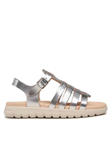 Geox Sandały J Sandal Soleima Gir J35GSB 000CF C1007 S Srebrny. Szare sandały dziewczęce Geox, ze skóry, bez zapięcia. Za 209.99 zł.
