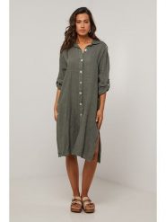 Le Monde du Lin Lniana sukienka w kolorze khaki rozmiar: 40/42. Szare sukienki damskie Le Monde du Lin, bez wzorów, z koronki, klasyczne, bez kołnierzyka, bez ramiączek, midi. Za 199.95 zł.