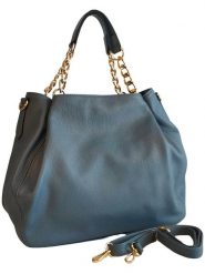 ORE10 Skórzany shopper bag w kolorze morskim - 27 x 45 x 15 cm rozmiar: onesize. Niebieskie shopper bag damskie ORE10, bez wzorów, z materiału, na ramię, bez dodatków. Za 347.99 zł.