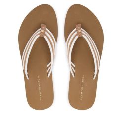Japonki Tommy Hilfiger. Brązowe klapki damskie Tommy Hilfiger, bez wzorów, bez obcasa. Za 189.99 zł.