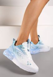 Biało-Niebieskie Płaskie Sznurowane Buty Sportowe Sneakersy Risanni. Białe buty sportowe na co dzień damskie Born2be, bez wzorów, z dresówki. Za 109.99 zł.