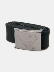 Parciany pasek do spodni z metalową klamrą Superman - czarny. Czarne paski męskie Sinsay, bez wzorów. Za 25.99 zł.