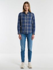 BIG STAR Koszula w kolorze niebieskim rozmiar: M. Niebieskie koszule damskie Big Star, m, bez wzorów, z bawełny, retro, bez kołnierzyka, bez ramiączek. Za 119.99 zł.