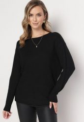 Czarny Klasyczny Sweter z Długim Rękawem Darissa. Czarne swetry klasyczne damskie Born2be, l, z dzianiny, bez kołnierzyka. Za 89.99 zł.