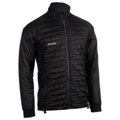 KURTKA puchowa CLUB do RUGBY NA SUWAK 500. Czarne kurtki treningowe męskie OFFLOAD, na zimę, l, bez wzorów, z materiału, na fitness i siłownię. Za 129.99 zł.