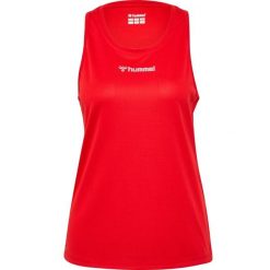 Damski tank top Hummel. Czerwone topy damskie HUMMEL, bez wzorów, z materiału, bez kołnierzyka. Za 100.00 zł.