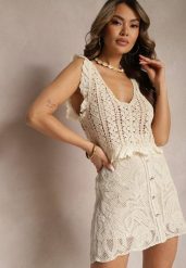 Beżowa Bawełniana Kamizelka Top Boho z Ażurowymi Wycięciami Norafia. Brązowe kamizelki damskie Renee, l, z bawełny. Za 64.99 zł.