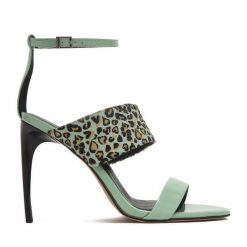 Sandały Eva Minge. Zielone sandały damskie Eva Minge, bez wzorów, bez obcasa, na szpilce. Za 429.99 zł.