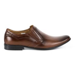 Lukas Buty męskie wizytowe wsuwane 284 brązowe. Brązowe buty wizytowe męskie z jeansu, bez zapięcia. Za 367.89 zł.