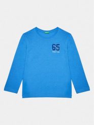United Colors Of Benetton Bluzka 3ATNG10B9 Niebieski Regular Fit. Niebieskie t-shirty chłopięce United Colors Of Benetton, bez wzorów, z bawełny, bez ramiączek. Za 49.99 zł.