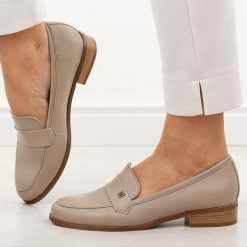 Khaki mokasyny damskie Potocki 12786. Brązowe mokasyny damskie POTOCKI, z jeansu. Za 189.00 zł.