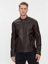 Boss Kurtka skórzana Jolur 50504104 Brązowy Regular Fit. Brązowe kurtki męskie Boss, m, bez wzorów, ze skóry, bez kaptura. Za 2,589.00 zł.
