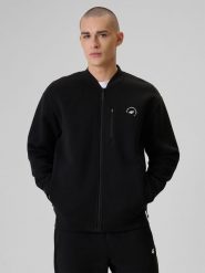 4F Bluza bomberka regular męska - czarna XL. Czarne bluzy bez kaptura męskie 4f, m, z bawełny. Za 199.99 zł.