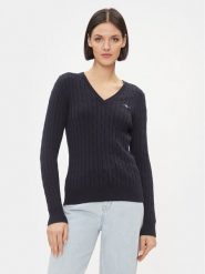 Gant Sweter 4800101 Granatowy Slim Fit. Niebieskie swetry klasyczne damskie Gant, s, z bawełny, bez kołnierzyka. Za 529.99 zł.