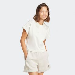 Koszulka ADIDAS ALL SZN. Białe t-shirty damskie Adidas, s, bez wzorów, z bawełny, bez kołnierzyka. Za 129.99 zł.