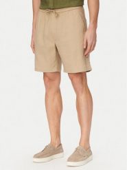 Tommy Hilfiger Szorty materiałowe Dover MW0MW44353 Khaki Regular Fit. Brązowe szorty męskie Tommy Hilfiger, ze lnu, bez kołnierzyka. Za 409.99 zł.