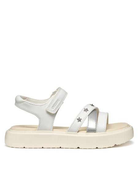 Geox Sandały J Kodette Gir J45DBI 000BC C0007 D Biały. Białe sandały dziewczęce Geox, ze skóry, bez zapięcia. Za 159.99 zł.