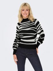 ONLY Sweter "Frida" w kolorze czarno-białym rozmiar: XS. Białe golfy damskie Only, s, bez wzorów, z wiskozy, bez ramiączek. Za 52.67 zł.