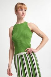 Top damski prążkowany Olimpo WEEKEND MAX MARA. Topy damskie Weekend Max Mara, xs, bez wzorów, prążkowane, bez kołnierzyka. W wyprzedaży za 496.30 zł.