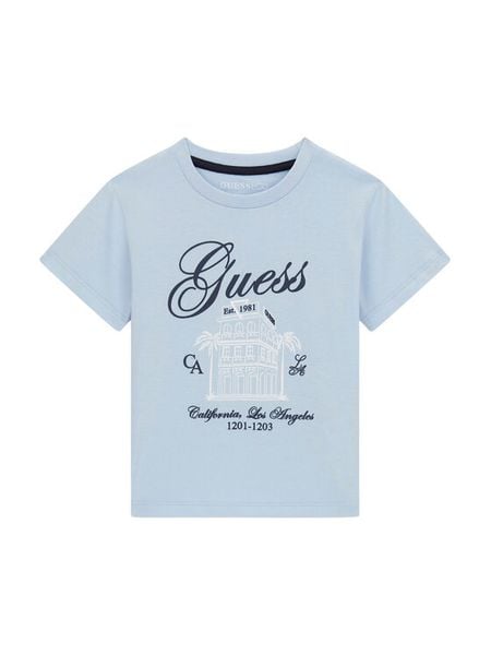 Guess T-Shirt N6GI00 K8HM4 Błękitny Regular Fit. Niebieskie t-shirty chłopięce Guess, z aplikacjami, z bawełny, bez ramiączek. Za 89.99 zł.