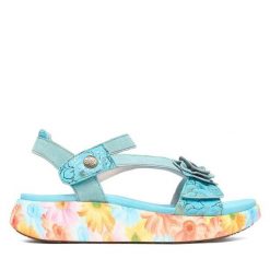 Sandały Laura Vita. Niebieskie sandały damskie Laura Vita, bez wzorów, bez obcasa, na płaskiej podeszwie. Za 439.99 zł.