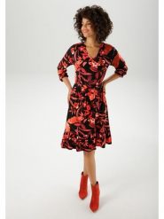 Aniston Sukienka w kolorze czarno-czerwonym rozmiar: 38. Czarne sukienki damskie Aniston, bez wzorów, z tkaniny, bez kołnierzyka, bez ramiączek, midi. Za 104.39 zł.