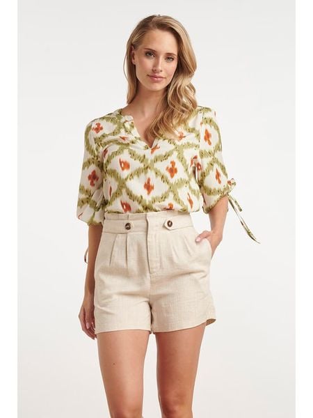 Smashed Lemon Bluzka w kolorze kremowo-zielonym rozmiar: XL. Brązowe bluzki damskie Smashed Lemon, xl, bez wzorów, bez kołnierzyka, bez ramiączek. Za 103.37 zł.