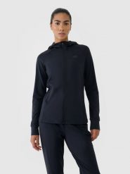 4F Bluza treningowa slim szybkoschnąca damska - czarna XL. Czarne bluzy sportowe damskie 4f, xl, z dzianiny. Za 199.99 zł.
