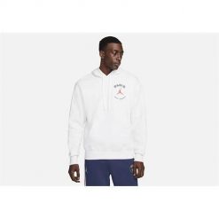 Bluza sportowa męska Nike Air Jordan Psg Fleece. Białe bluzy sportowe męskie Nike, bez wzorów, sportowe, bez kołnierzyka, bez ramiączek. Za 525.00 zł.
