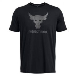 Koszulka sportowa męska Under Armour Project Rock. Czarne t-shirty sportowe męskie Under Armour, m, z bawełny, bez ramiączek, trekkingowe. Za 229.99 zł.