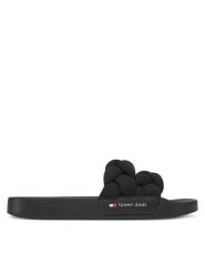 Tommy Jeans Klapki Tjw Braided Slide EN0EN02764 Czarny. Czarne klapki damskie Tommy Jeans, bez wzorów, z jeansu, bez obcasa. Za 169.99 zł.