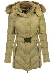 Geographical Norway Kurtka zimowa "Becky" w kolorze beżowym rozmiar: XL. Brązowe kurtki damskie Geographical Norway, na zimę, xl, bez wzorów, z puchu, bez kaptura. Za 223.99 zł.
