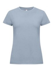 Clique New Classic-T Women koszulka z ringspun bawełny – Soft Blue. Niebieskie t-shirty damskie CLIQUE, xl, bez wzorów, z bawełny, bez kołnierzyka. Za 102.61 zł.
