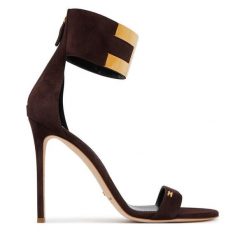 Sandały Elisabetta Franchi. Brązowe sandały damskie Elisabetta Franchi, bez wzorów, bez obcasa, na szpilce. Za 2,549.00 zł.