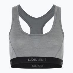 Biustonosz termoaktywny super.natural Tundra 220 Semplice. Szare biustonosze sportowe damskie Super.natural, bez wzorów. Za 189.99 zł.