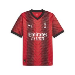 Koszulka domowa Milan AC 2023/24. Czarne t-shirty sportowe męskie Puma, z materiału, bez ramiączek, do piłki nożnej. W wyprzedaży za 315.10 zł.
