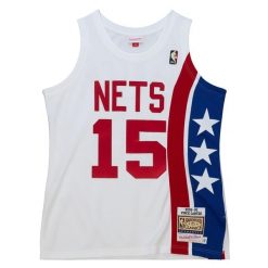 Koszulka Nba New Jersey Nets Vince Carter. Białe bluzki damskie Mitchell & Ness, bez wzorów, z jersey, bez kołnierzyka. W wyprzedaży za 889.50 zł.