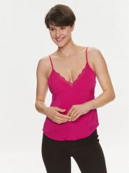 Morgan Top 241-ODIDI Różowy Regular Fit. Czerwone topy damskie Morgan, bez wzorów, z syntetyku, bez kołnierzyka. Za 99.99 zł.