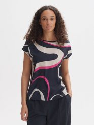 OPUS Koszulka w kolorze granatowym rozmiar: 38. Niebieskie t-shirty damskie Opus, bez wzorów, bez kołnierzyka. Za 86.99 zł.