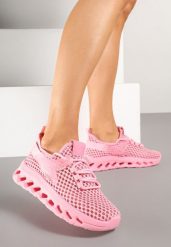 Fuksjowe Buty Sportowe Sneakersy Siateczkowe na Tłoczonej Platformie Lurilia. Czerwone buty sportowe na co dzień damskie Renee, bez wzorów, z jeansu. Za 44.99 zł.