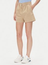 Tommy Jeans Szorty materiałowe Claire DW0DW21643 Beżowy Regular Fit. Brązowe szorty damskie Tommy Jeans, bez wzorów, z bawełny. Za 199.99 zł.