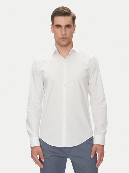 Calvin Klein Koszula LV019EU005 Biały Slim Fit. Białe koszule męskie CALVIN KLEIN, m, bez wzorów, z bawełny, bez kołnierzyka, bez ramiączek. Za 199.99 zł.