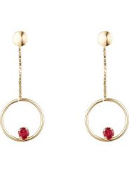 OR ÉCLAT Złote kolczyki-wkrętki "Cerceaux de rubis" z rubinami rozmiar: onesize. Czerwone kolczyki damskie Or Éclat, z rubinem, złote. Za 521.99 zł.