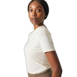 Damska koszulka do jazdy konnej PS of Sweden Courtney Striped Mesh. Brązowe t-shirty damskie PS OF SWEDEN, bez wzorów, z meshu, bez kołnierzyka. Za 351.00 zł.