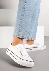 Czarno-Białe Trampki Klasyczne przed Kostkę na Grubej Podeszwie Senathiela. Czarne trampki i tenisówki damskie Born2be, bez wzorów, z jeansu, przed kostkę. Za 49.99 zł.