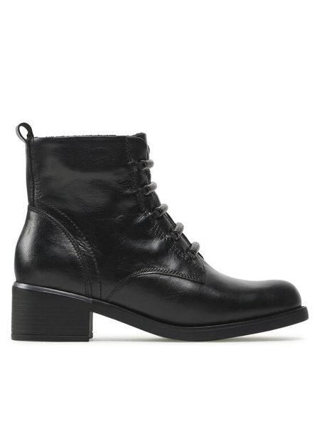 Lasocki Trzewiki WI23-KANAN-06 Czarny. Czarne botki damskie Lasocki, ze skóry, bez obcasa, na płaskiej podeszwie, bez zapięcia. Za 279.99 zł.