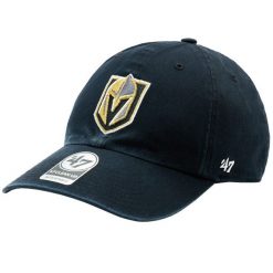 Czapka z daszkiem męska NHL Vegas Golden Knights Cap. Czarne czapki męskie 47 Brand, bez wzorów, z bawełny, sportowe. Za 89.99 zł.