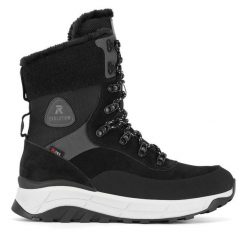 Botki Rieker Revolution Lifestyle. Czarne botki damskie Rieker Revolution Lifestyle, bez obcasa, na płaskiej podeszwie, bez zapięcia. Za 398.99 zł.