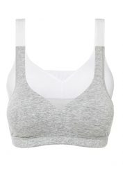 Biustonosz typu T-shirt bez fiszbinów z bawełną (2 szt.). Niebieskie biustonosze bonprix, bez wzorów, z bawełny. Za 104.99 zł.
